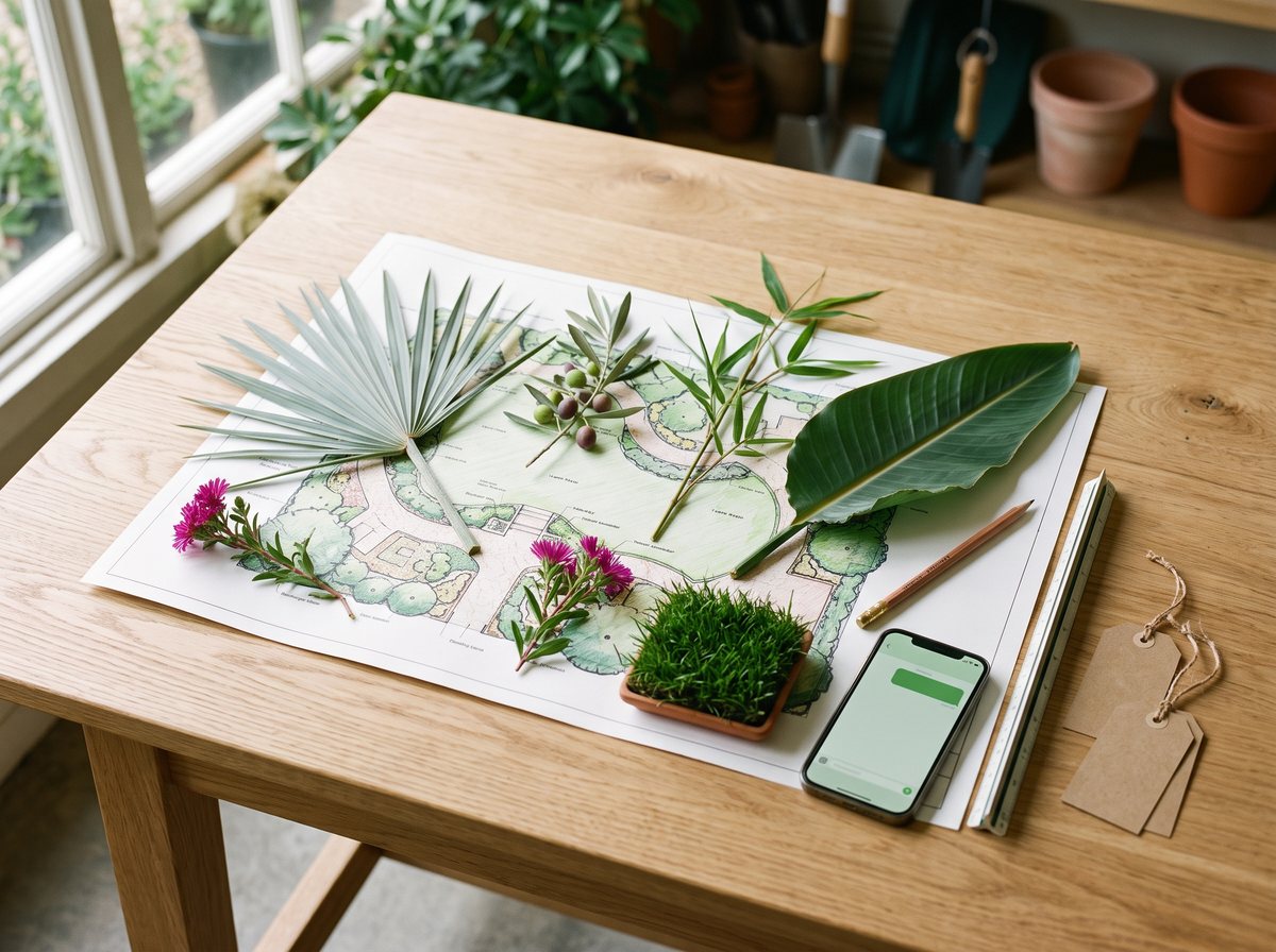 Plan de jardin avec échantillons de nos essences